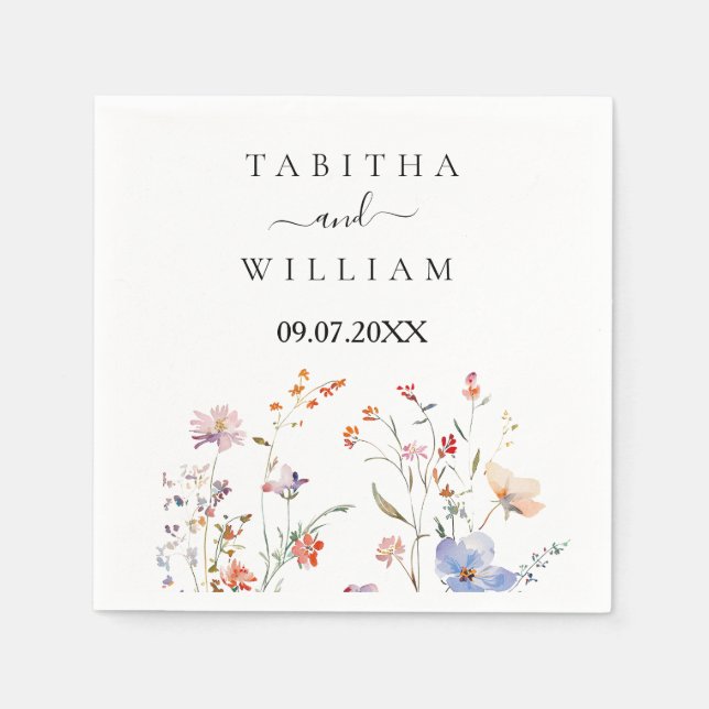 Guardanapo De Papel Casamento de flores silvestres Boho Floral (Frente)