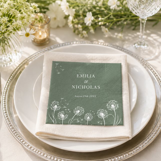 Guardanapo De Papel Casamento de Flores Silvestres com Vegetação Mínim (Criador carregado)