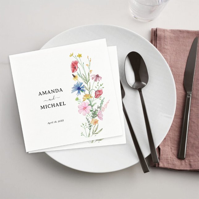 Guardanapo De Papel Casamento de Flores Silvestres Elegantes (Criador carregado)