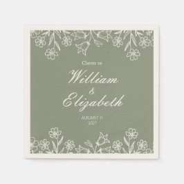 Guardanapo De Papel Casamento de Flores Silvestres em Verde Sage