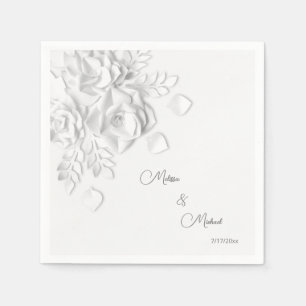 Guardanapo De Papel Casamento de Flores Simples 3D Brancas