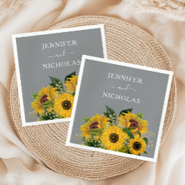 Guardanapo De Papel Casamento de flores solares de Cinzas Elegantes