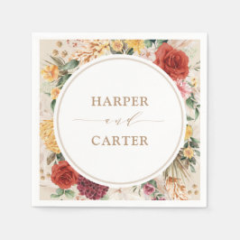 Guardanapo De Papel Casamento de Flores Tropicais Boho Pampas