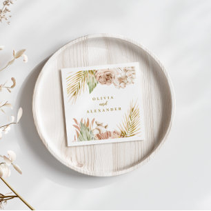 Guardanapo De Papel Casamento de Flores Tropicais Secas Boho Pampas