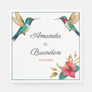 Guardanapo De Papel Casamento de Flores Tropicais Vermelhas de Aves Hu