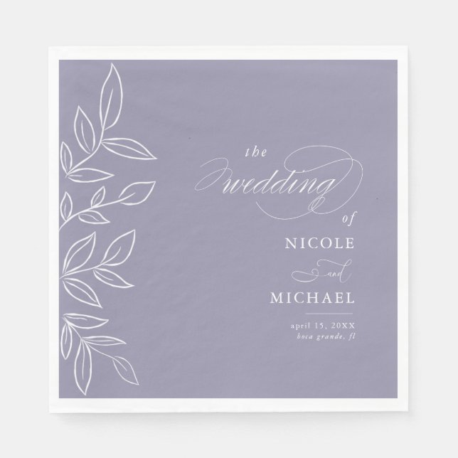 Guardanapo De Papel Casamento de Folgas Mínimas Violetas e Violeta Ele (Frente)