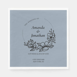 Guardanapo De Papel Casamento de Folha Azul Moderno Trendy