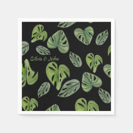 Guardanapo De Papel Casamento de Folha de Monstera Adansonii com Aquar
