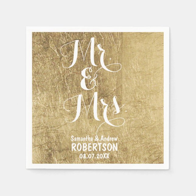 Guardanapo De Papel Casamento de folha de ouro luxuosa (Frente)