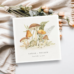 Guardanapo De Papel Casamento de Folhagem de Fern, Rust Orange Mushroo