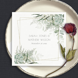 Guardanapo De Papel Casamento de Folhagem de Frame de Fern Verde-Leafy