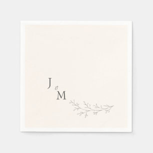 Guardanapo De Papel Casamento de Folhagem Personalizada de Creme Elega