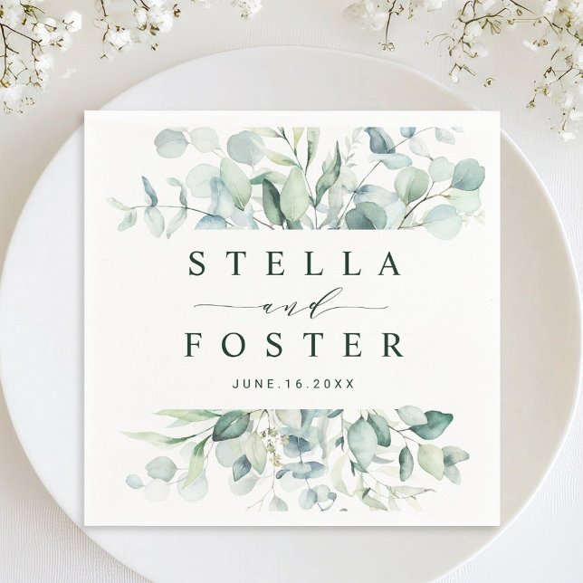 Guardanapo De Papel Casamento de Folhagem Verde Elegante (Criador carregado)