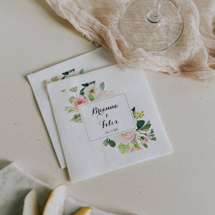 Guardanapo De Papel Casamento de Folhagem Verde Floral Simples