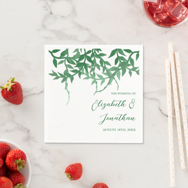 Guardanapo De Papel Casamento de Folhas Botânicas Rusticas (Insitu)