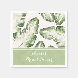 Guardanapo De Papel Casamento de Folhas da Praia Tropical Branca Elega