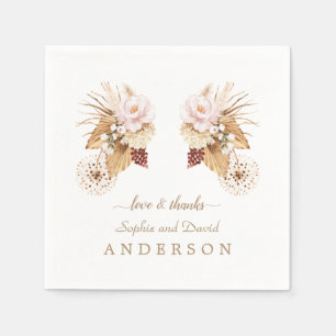 Guardanapo De Papel Casamento De Folhas De Palma Secas De Grama Rosa-F