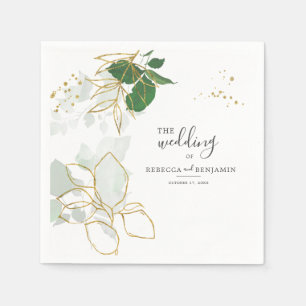 Guardanapo De Papel Casamento de Folhas Douradas de Água Eucalyptus G