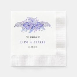 Guardanapo De Papel Casamento de Folhas Tropicais Azuis e Roxas