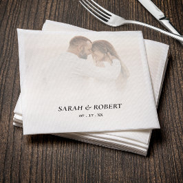 Guardanapo De Papel Casamento de Foto Branca Simples de Ombre