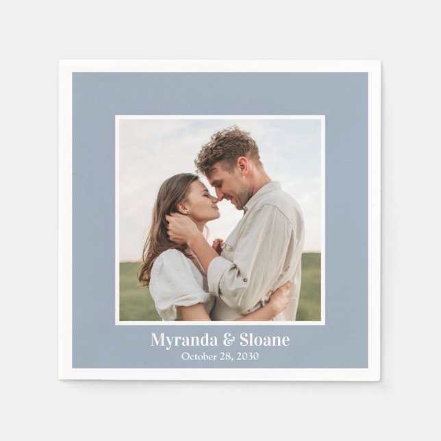 Guardanapo De Papel Casamento de Foto Moderno (Frente)