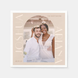 Guardanapo De Papel Casamento de Fotografia do Arch Neutral Elegante