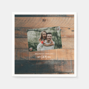 Guardanapo De Papel Casamento de Fotografia em Madeira Rústica