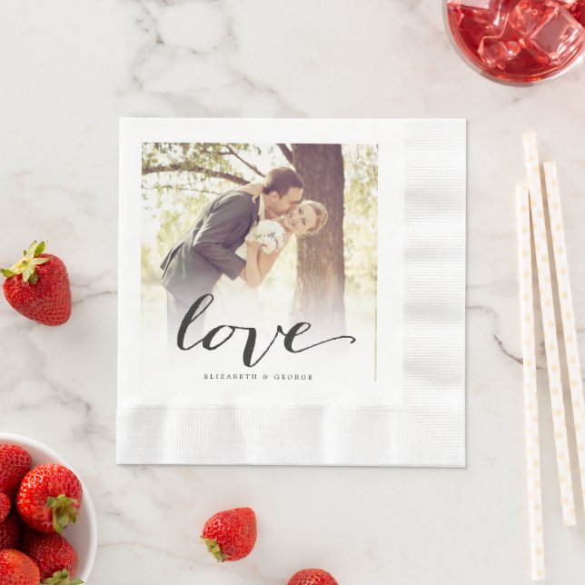 Guardanapo De Papel Casamento de Fotografias com Chic Script Clássico  (Insitu)