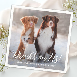 Guardanapo De Papel Casamento de Fotografias de Cão Pet Personalizado