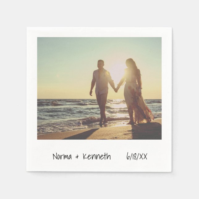 Guardanapo De Papel Casamento de Fotografias Instantâneas Retro Casual (Frente)