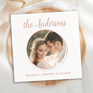 Guardanapo De Papel Casamento de Fotografias Personalizadas Dourado Mo
