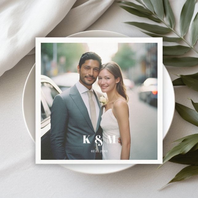 Guardanapo De Papel Casamento de fotos do monograma moderno (Criador carregado)