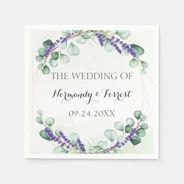 Guardanapo De Papel Casamento de Frame Dourado Eucalyptus Lavanda rust (Frente)