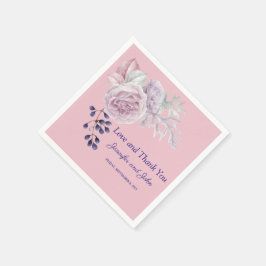 Guardanapo De Papel Casamento de Frames Geométricos Roxos Pink Peonies