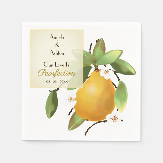 Guardanapo De Papel Casamento de Fruta de pera (Frente)