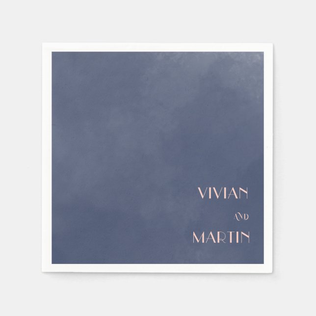 Guardanapo De Papel Casamento de fumaça Marinho Clássico Azul (Frente)