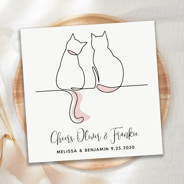Guardanapo De Papel Casamento de Gato de Saúde Personalizada Minimalis (Criador carregado)