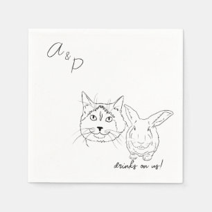 Guardanapo De Papel Casamento de Gato e Coelhinho Napkins
