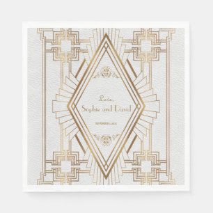 Guardanapo De Papel Casamento de Gatsby com Excelente Glam Dourado e B