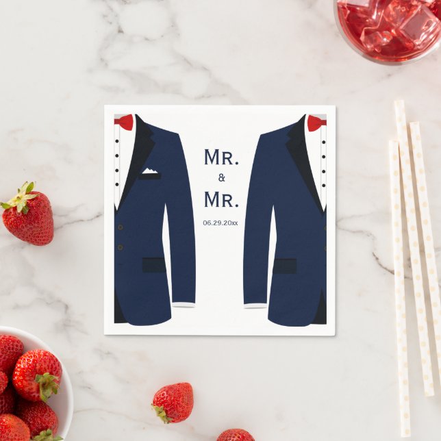 Guardanapo De Papel Casamento de Gay Azul Elegante Napkins (Insitu)