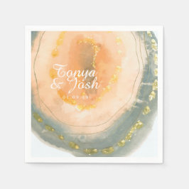 Guardanapo De Papel Casamento de Geodes de Coral de Agate de Aquarela