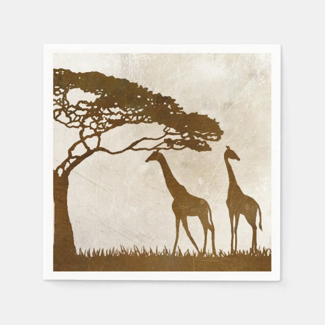 Guardanapo De Papel Casamento de Girafa Marrom e da Costa do Marfim (Frente)