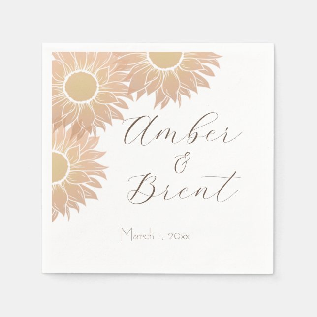 Guardanapo De Papel Casamento de Girassol Moderno e Simples Cocktail N (Frente)