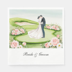 Guardanapo De Papel Casamento de Golfe com Noiva e Groom em curso