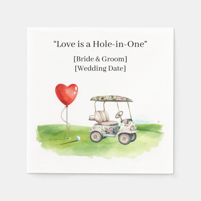 Guardanapo De Papel Casamento de Golfe Salve a Data Curso de Golfe Ele (Frente)