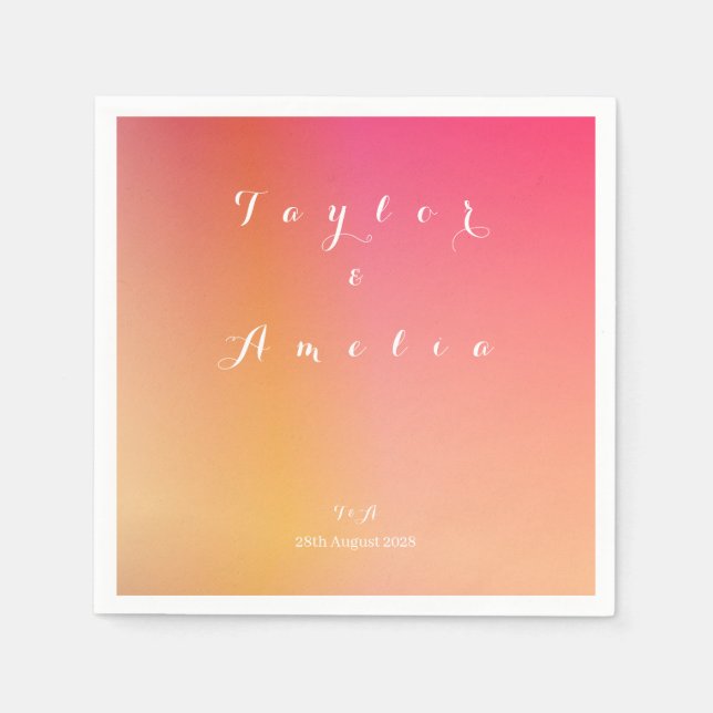 Guardanapo De Papel Casamento de Gradiente Mínimo do Monograma (Frente)