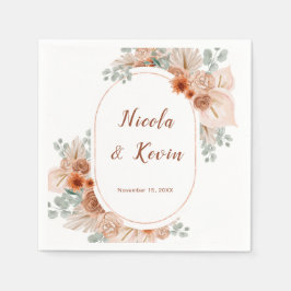 Guardanapo De Papel Casamento de Grama das Pampas Terracota Boho