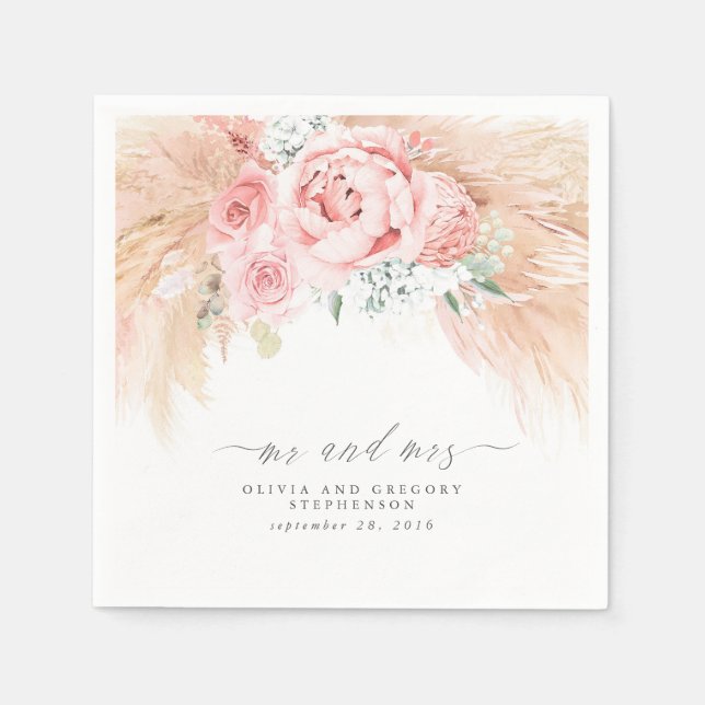 Guardanapo De Papel Casamento de Grama de Pampas Tropicais Napkins (Frente)