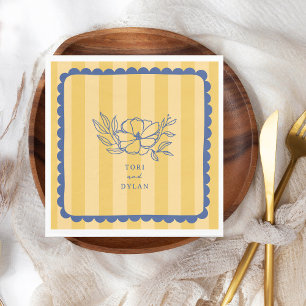 Guardanapo De Papel Casamento de Greve Botânica Azul Floral