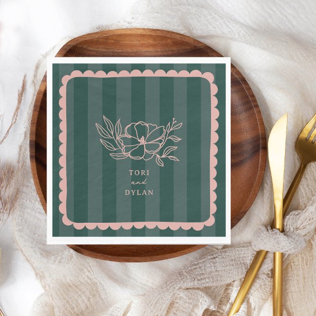 Guardanapo De Papel Casamento de Greve Botânica Verde Floral (Criador carregado)